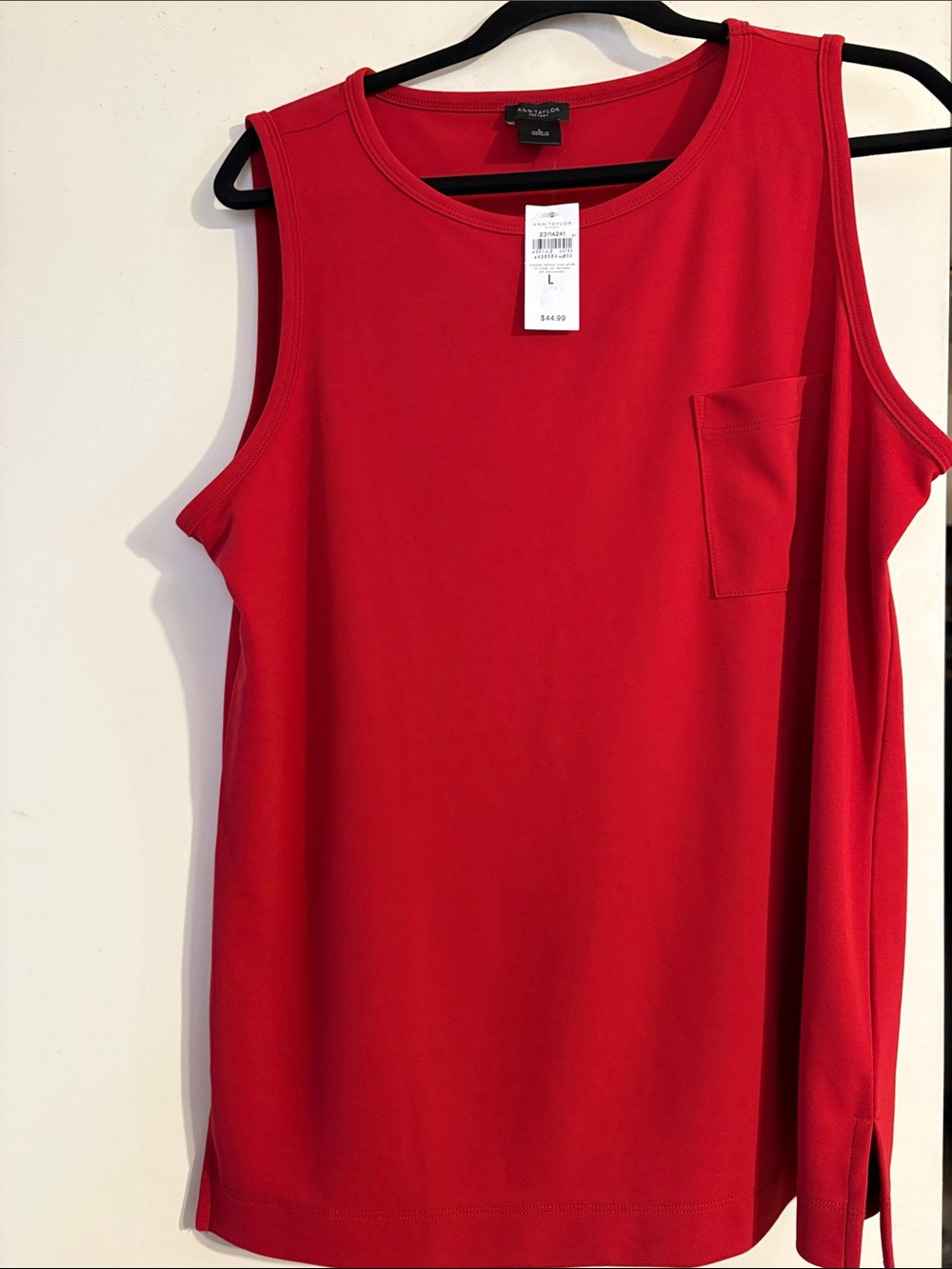 Ann Taylor Factory Red Sleeveless Pocket Tank Top